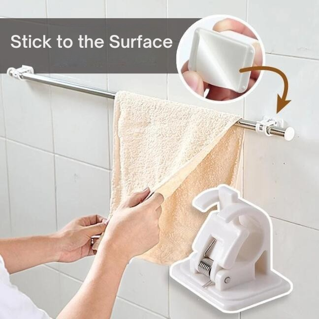 Curtain Rod Bracket Adhesive Holder Strong Hold White Plastic Clip - Image 5