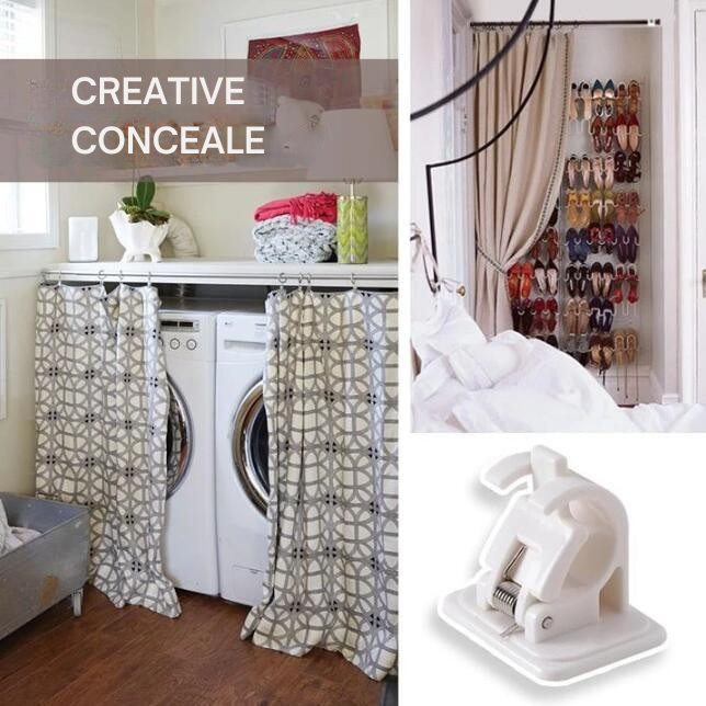 Curtain Rod Bracket Adhesive Holder Strong Hold White Plastic Clip - Image 6