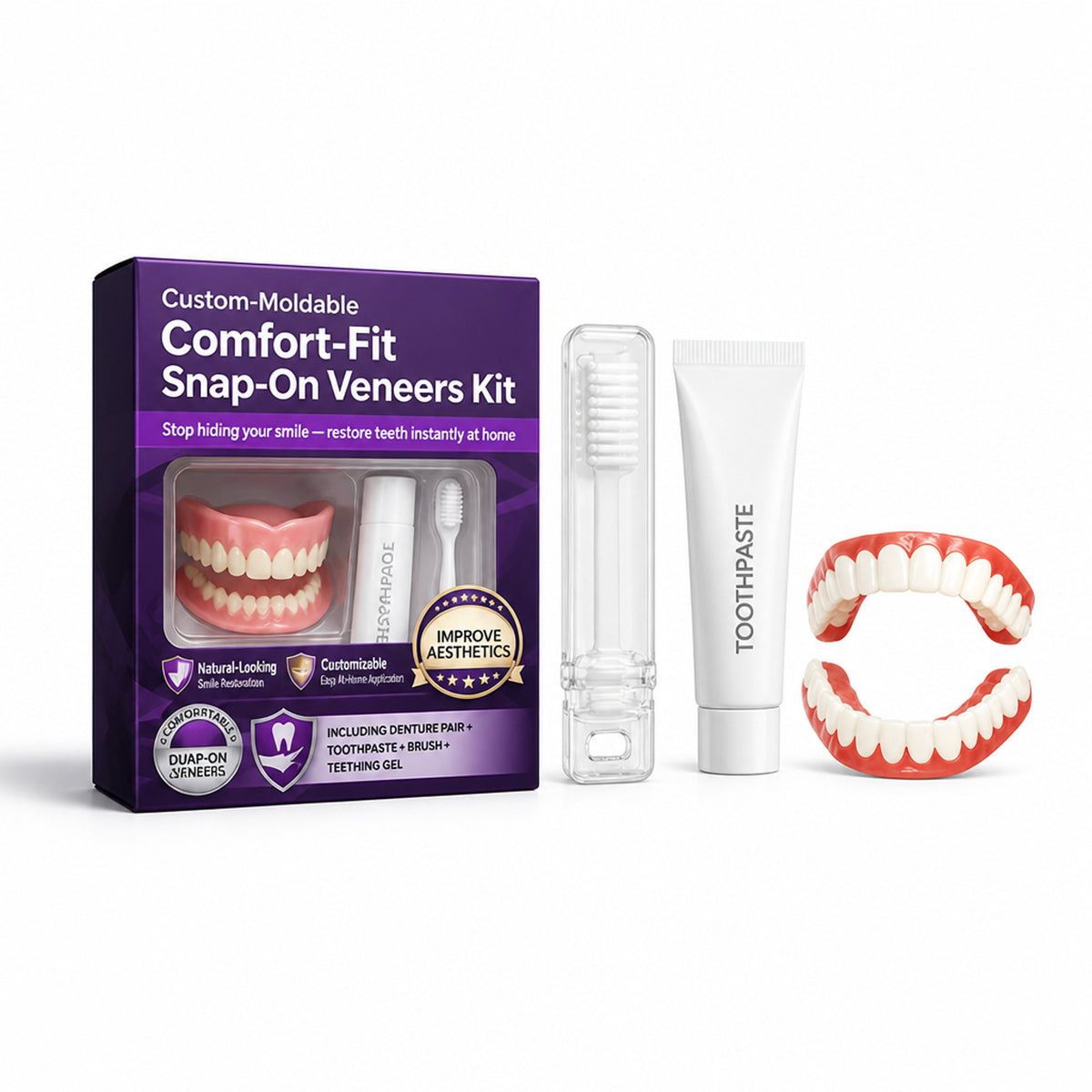 Custom Moldable Comfort-Fit Snap On Veneers Kit For Instant Smile Restoration - Image 7
