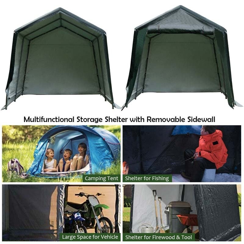 Dark Green Canopy Tent Outdoor Storage 10x10 Portable Garage - Image 12