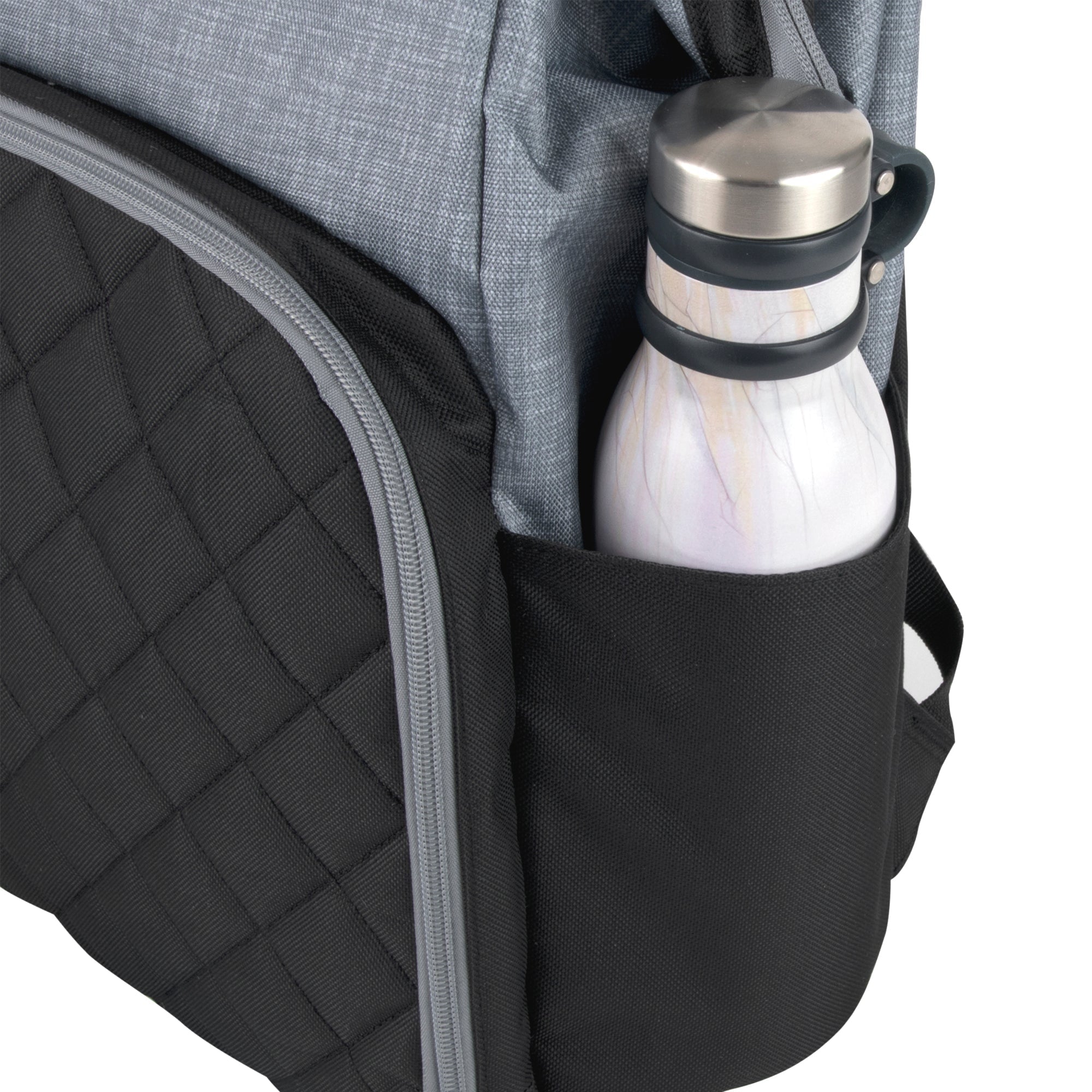 Diaper Bag Backpack Baby Essentials Changing Pad Quilted Grey Black - Image 8