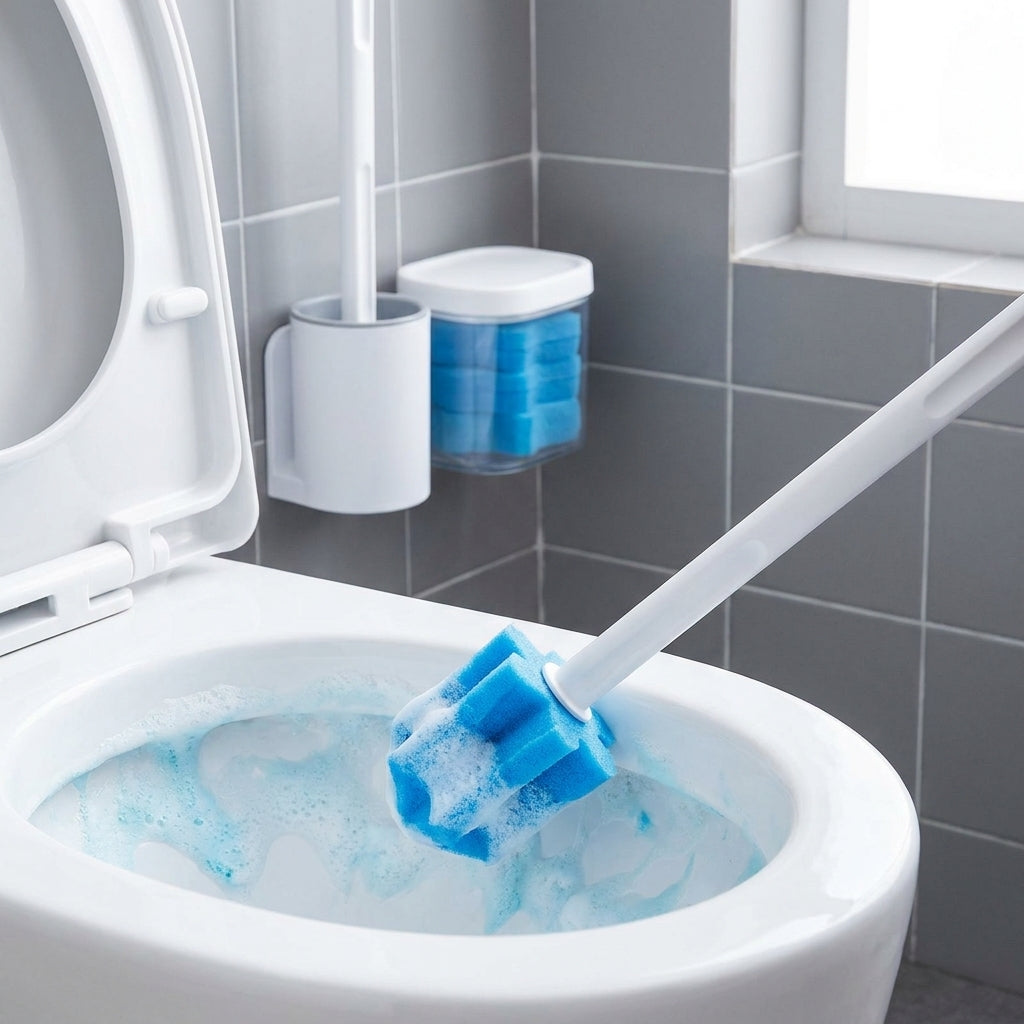 Toilet Cleaning Disposable Toilet Brush Holder Push Button Design - Image 9