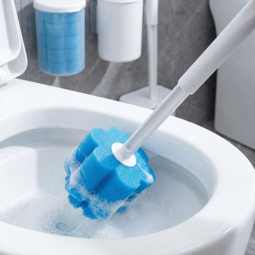 Toilet Cleaning Disposable Toilet Brush Holder Push Button Design - Image 9