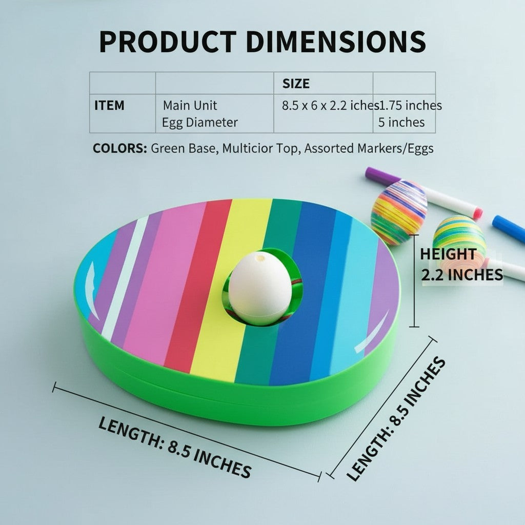 egg decorating spinner dimensions and size guide