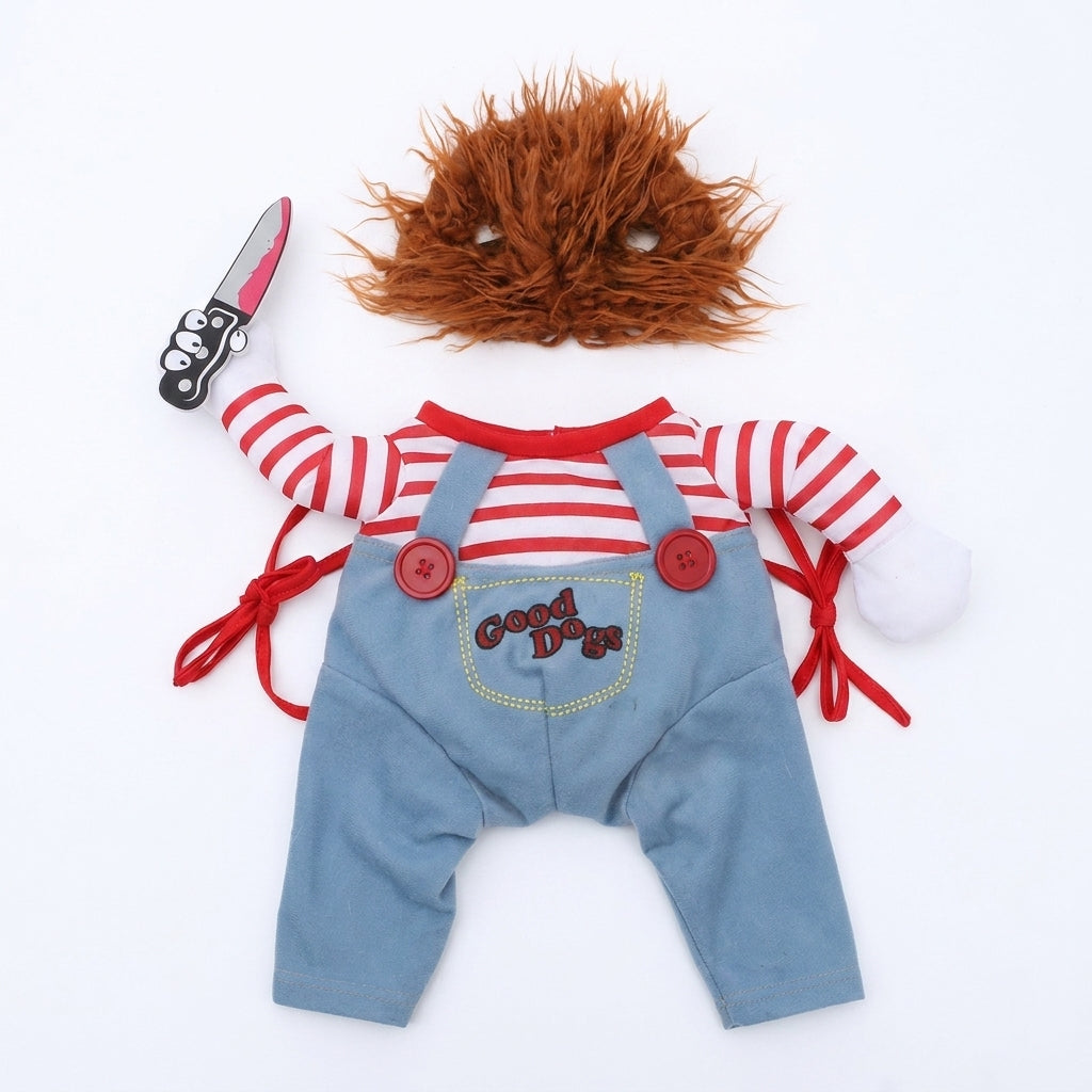 Halloween Costume Dog Funny Cosplay Costume Wig Prop Knife - studio