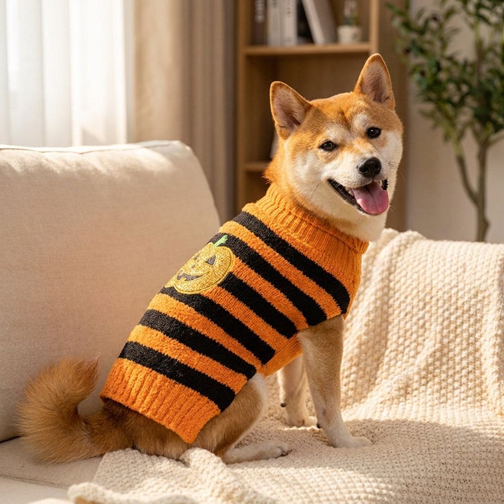 Halloween Costume Dog Sweater Knitted Striped Cozy Sweater for Dogs - hero
