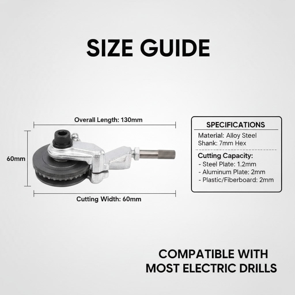 drill nibbler attachment dimensions and size guide