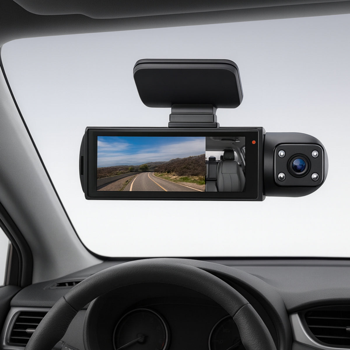Dual Lens Dash Camera Car Cam Front And Interior Recording With Display Screen - Image 2