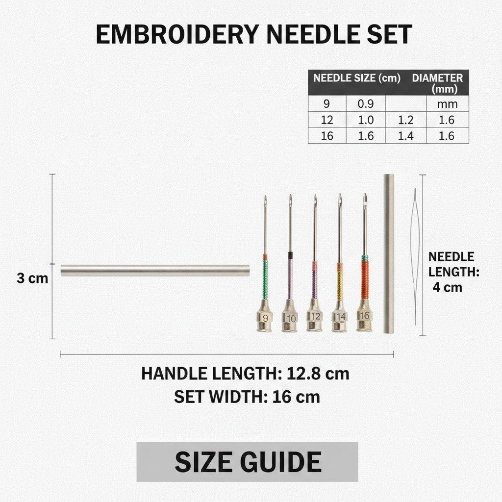 punch needle embroidery set dimensions and size guide
