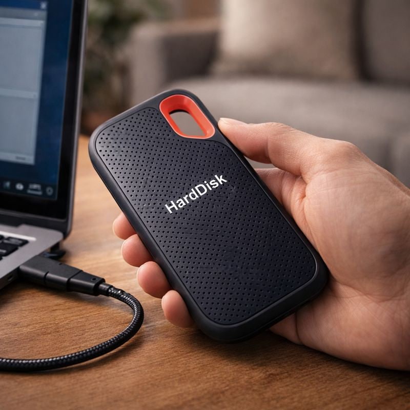 External Hard Drive Portable Storage Device Compact Black Orange - Image 4