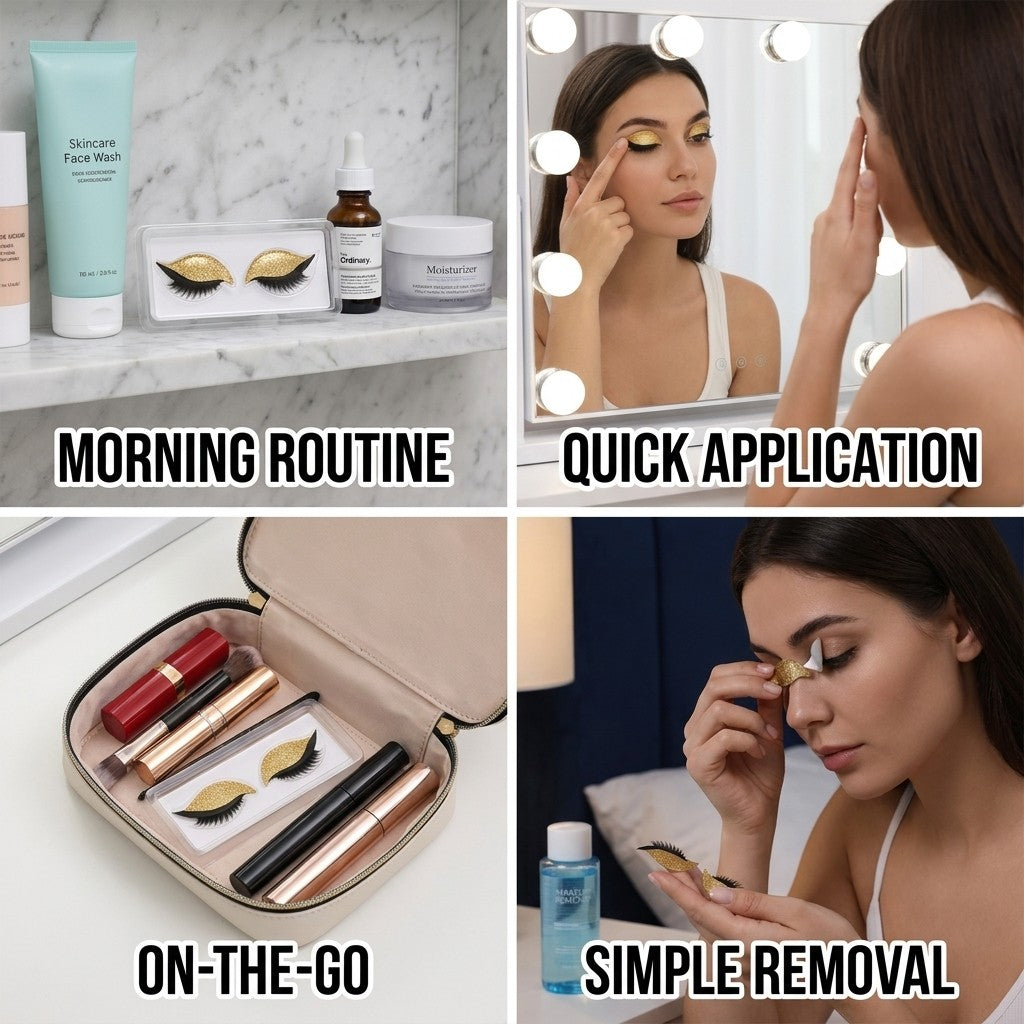 eyeshadow transfer stickers in a daily routine