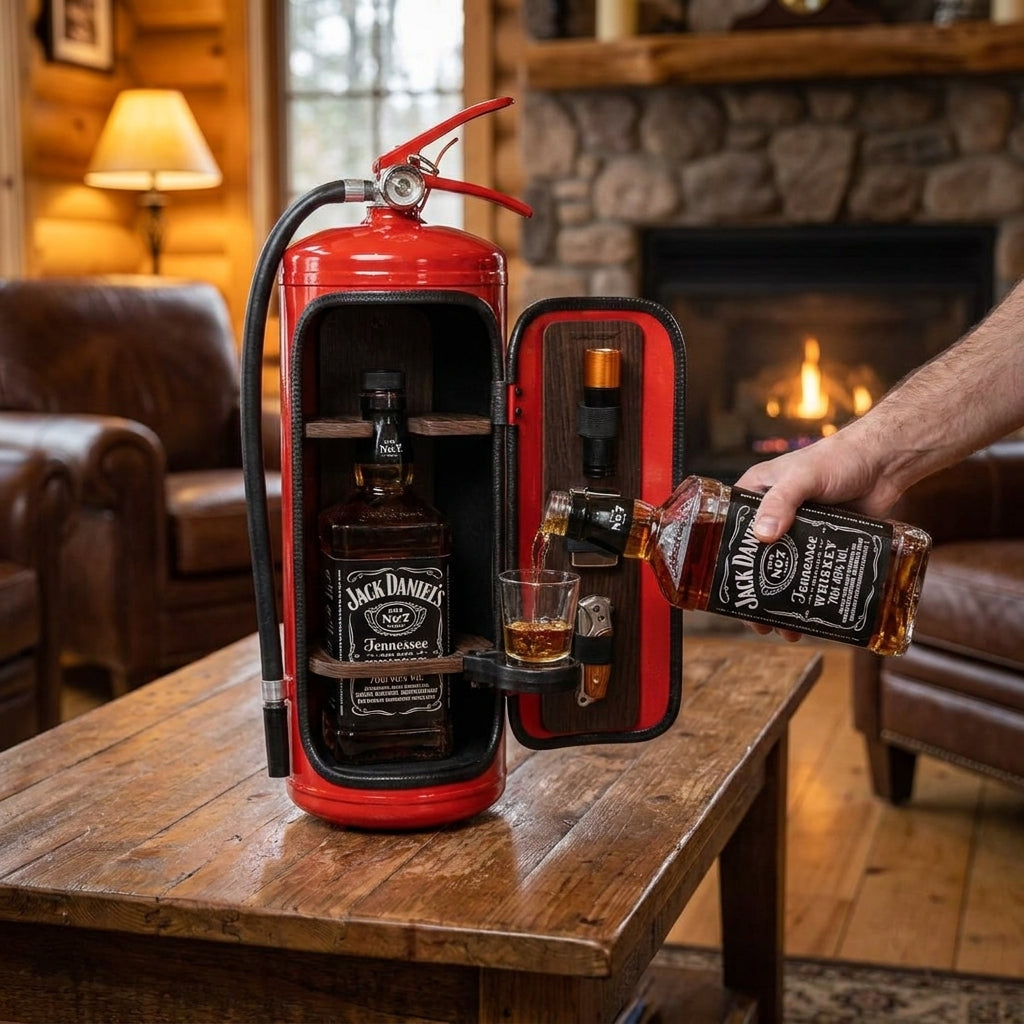 Fire Extinguisher Mini Bar Hidden Bar Novelty Design Red Black Accents - Image 2