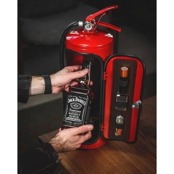 Fire Extinguisher Mini Bar Hidden Bar Novelty Design Red Black Accents - Image 3