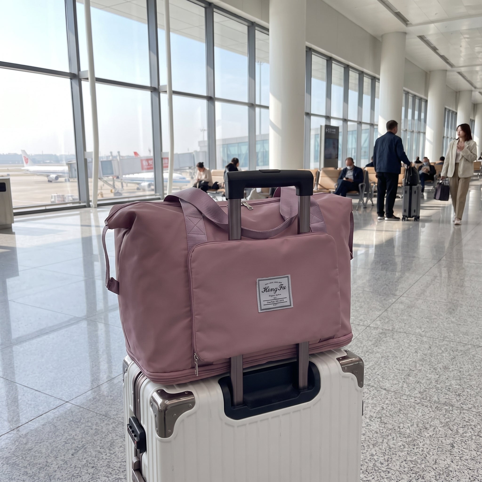 Travel Bag Gym Weekender Foldable Duffel Trolley Sleeve - in-use