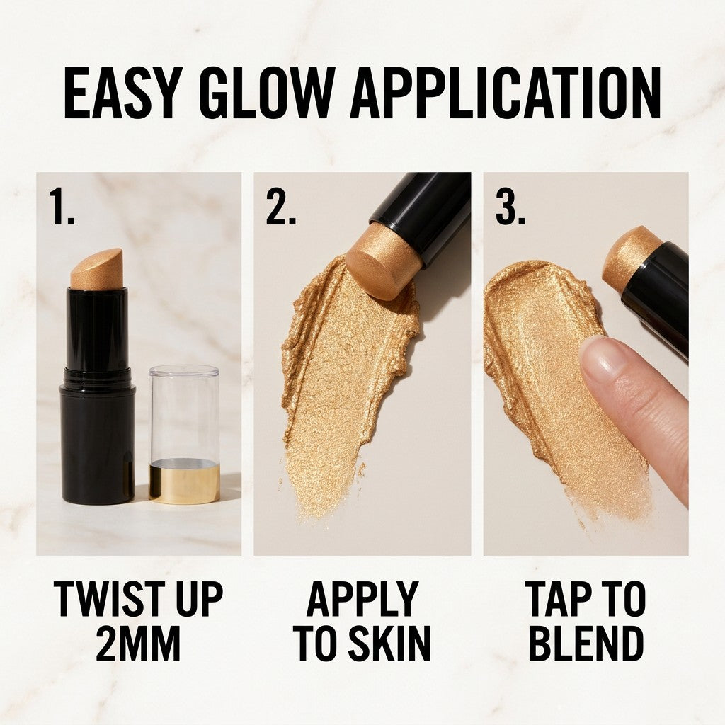 Glow Skincare Stick, 10-Second Brightening Face Balm, Shimmer Highlighter for Eyes Lips Cheeks benefits