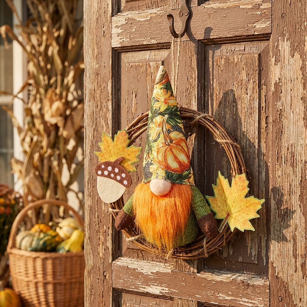 Thanksgiving Decorations Fall Gnome Wreath Autumn Twig Decor - hero