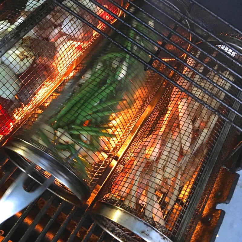 Grill Basket for Vegetables Stainless Steel Grilling Mesh Cylinder - Image 2