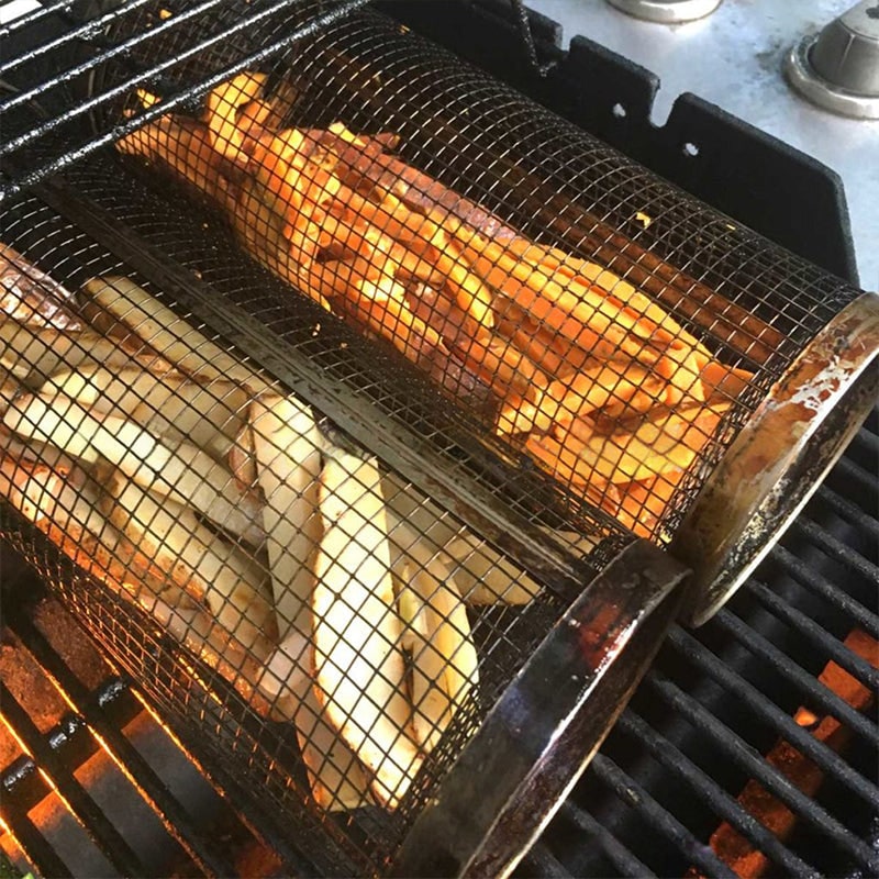 Grill Basket for Vegetables Stainless Steel Grilling Mesh Cylinder - Image 9