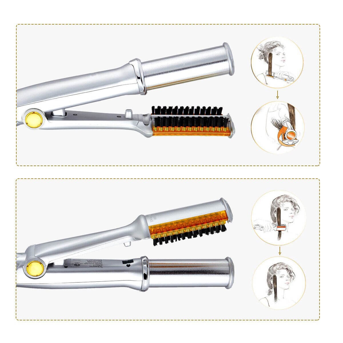 Hair Curler Heated Styler Rotating Barrel Brush Silver Gold Black - Image 5