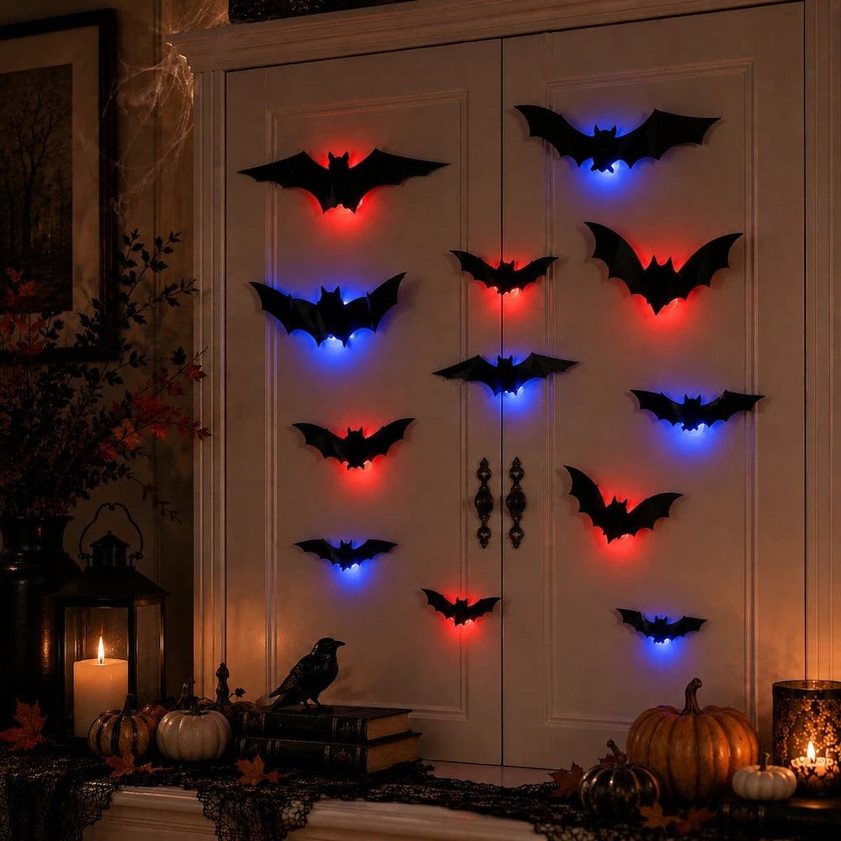 Halloween 3D Bat Swarm Wall Decor With Foldable Wings - Image 9