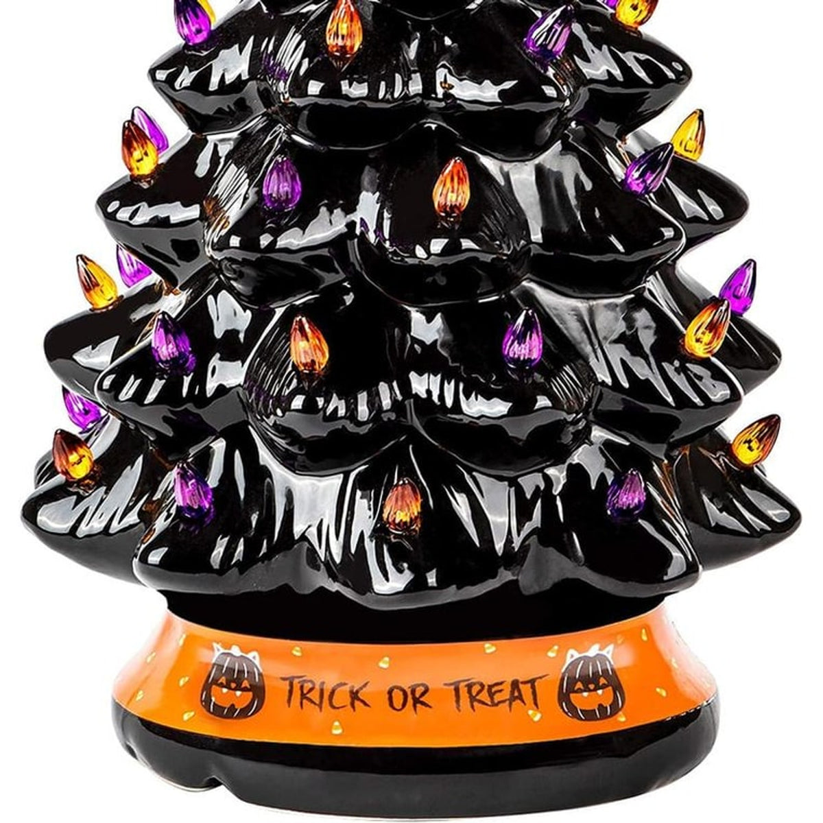 Halloween Christmas Tree Lighted Ceramic Tabletop With Jack-o-lantern Topper And Multi-colored Lights - Image 7