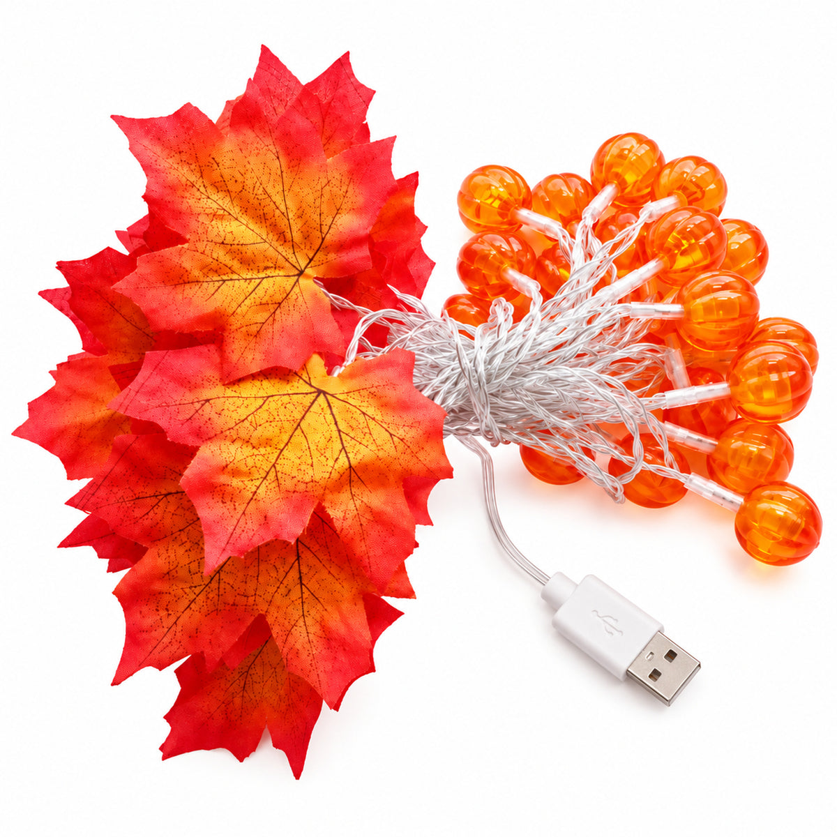 Halloween LED Leaf Light String With Artificial Maple Leaves - Image 7