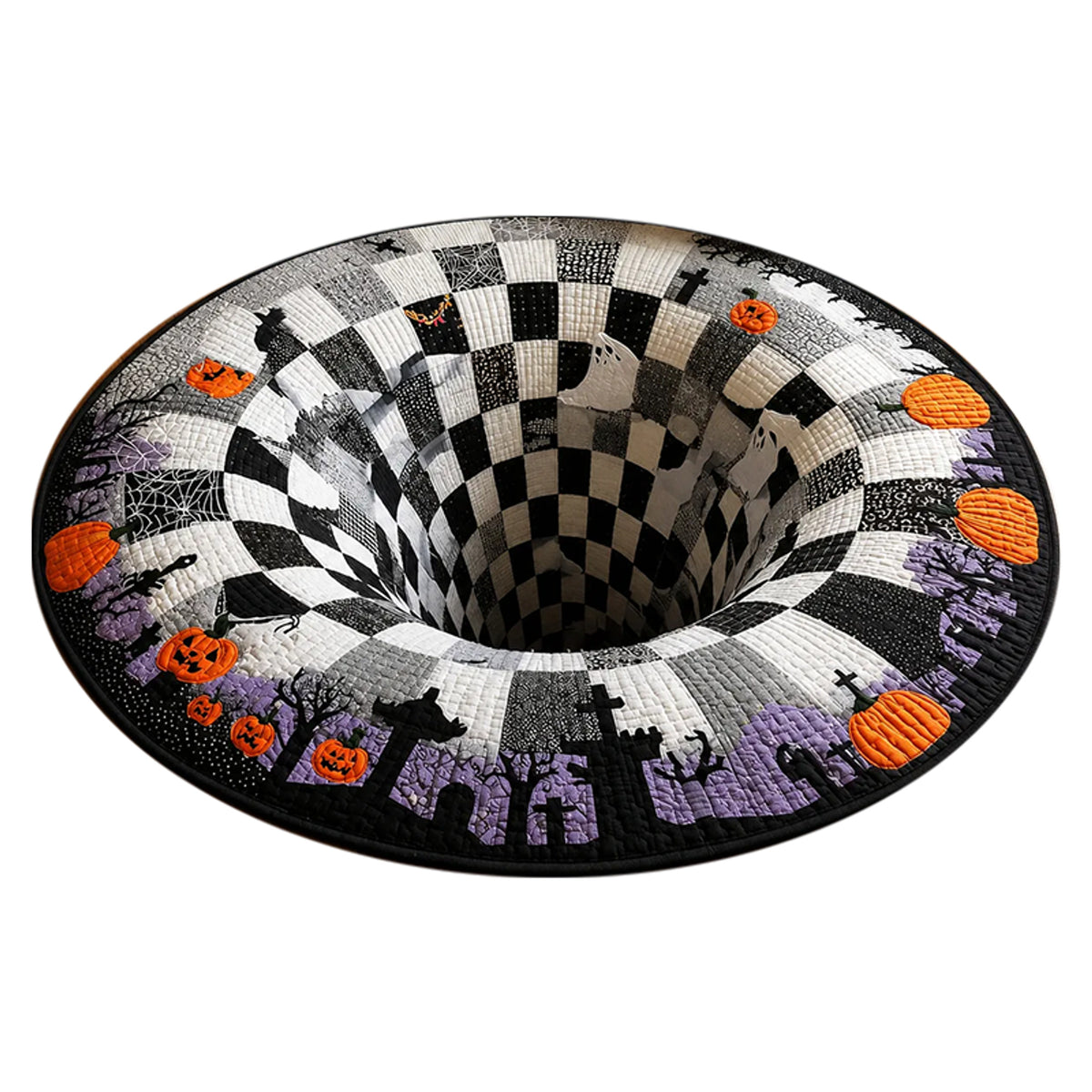 Halloween Rug Area Decor Themed 3D Illusion Print Oval Flatweave Novelty Design - Image 5