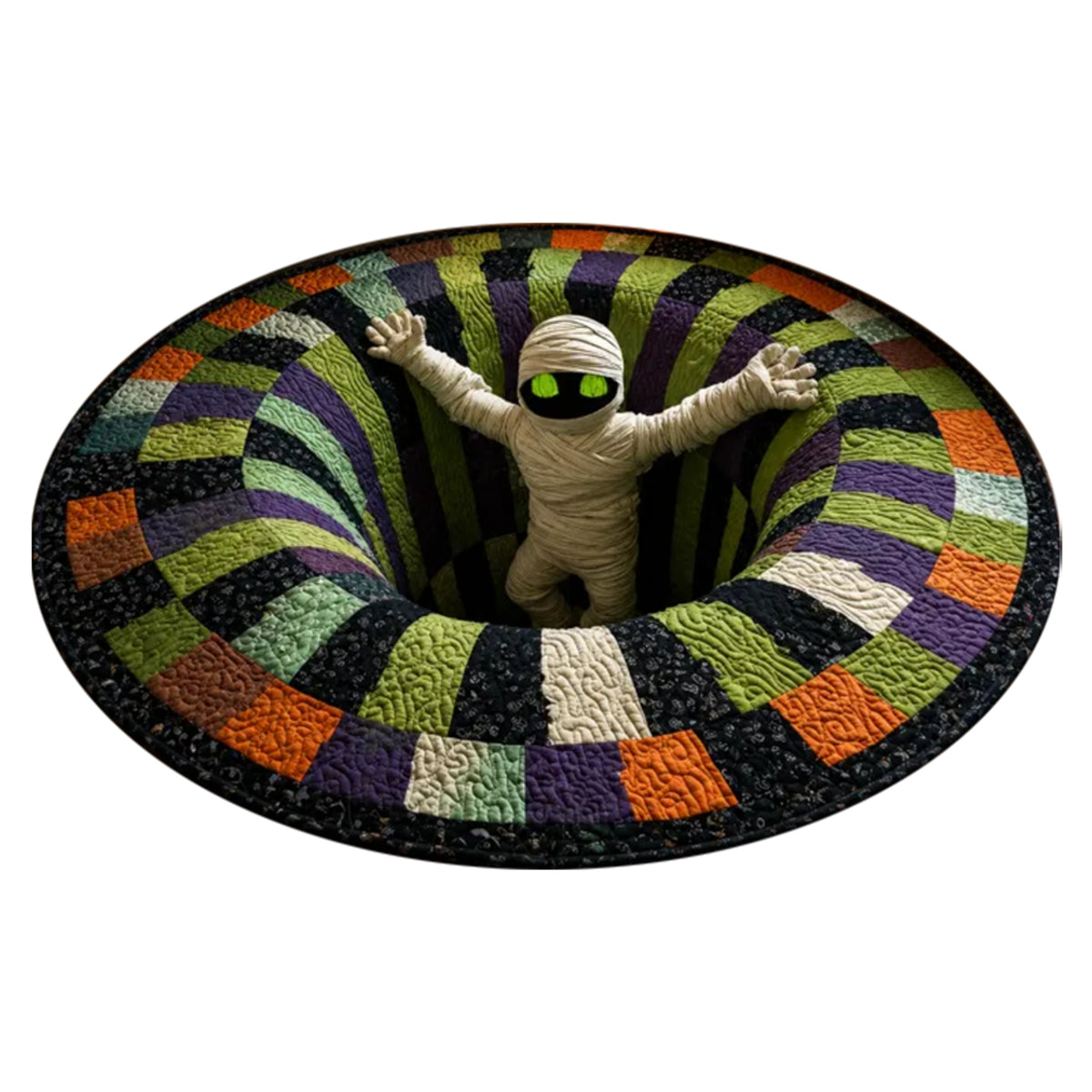 Halloween Rug Area Decor Themed 3D Illusion Print Oval Flatweave Novelty Design - Image 3