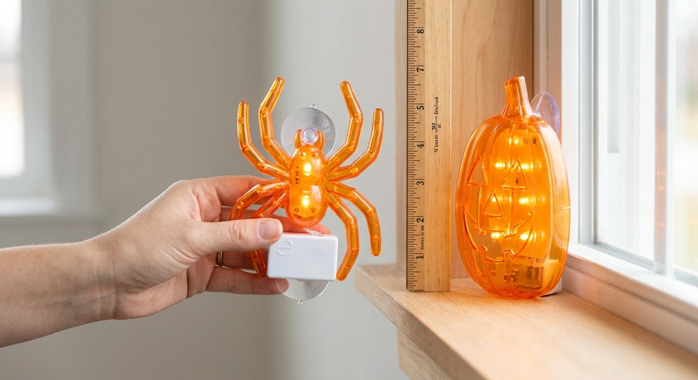 Halloween Window Hanging Lights Orange LED Suction Cup Party Decor - scale