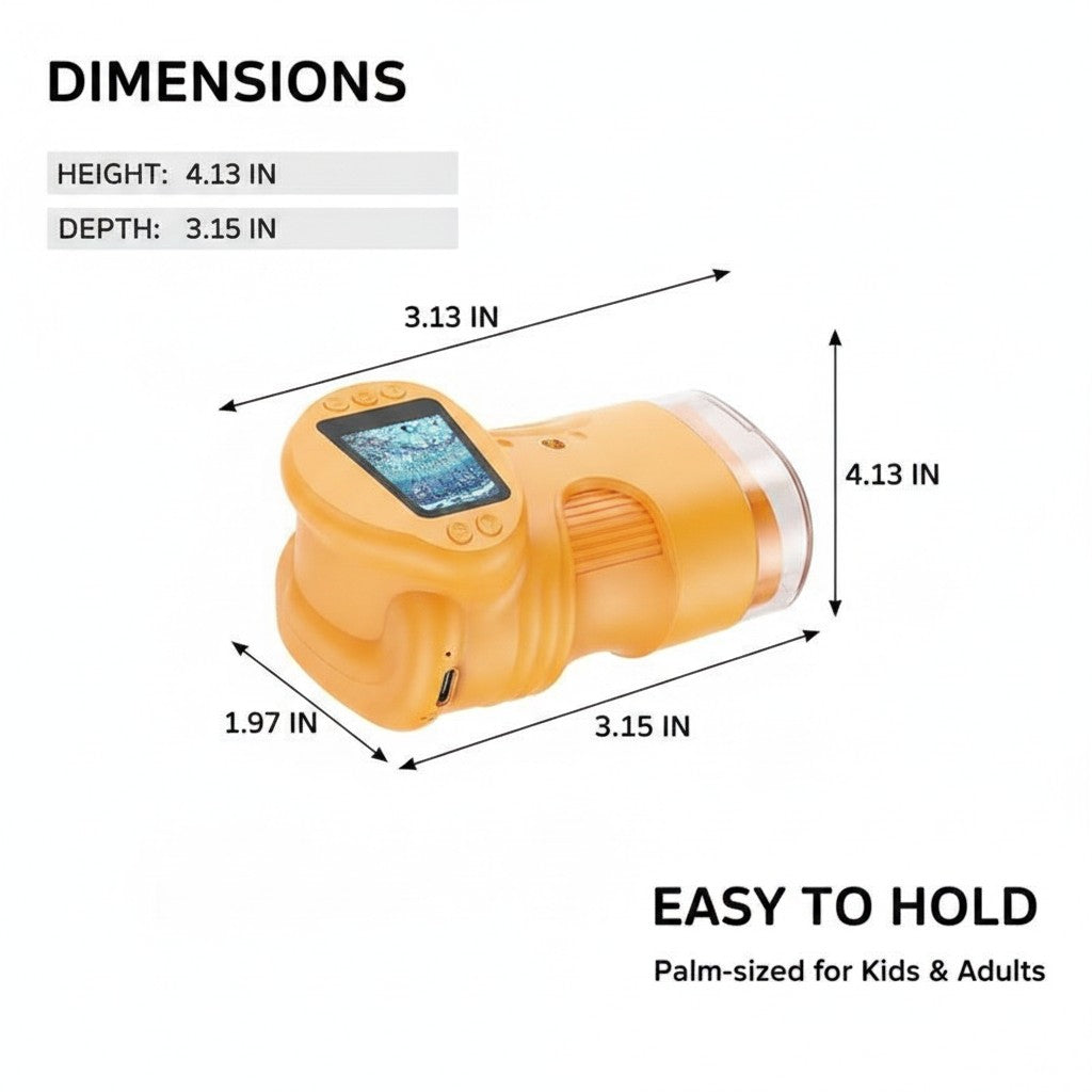 handheld digital microscope dimensions and size guide