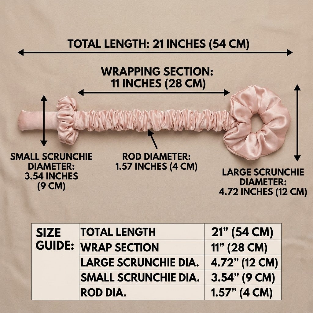 satin heatless hair curler dimensions and size guide