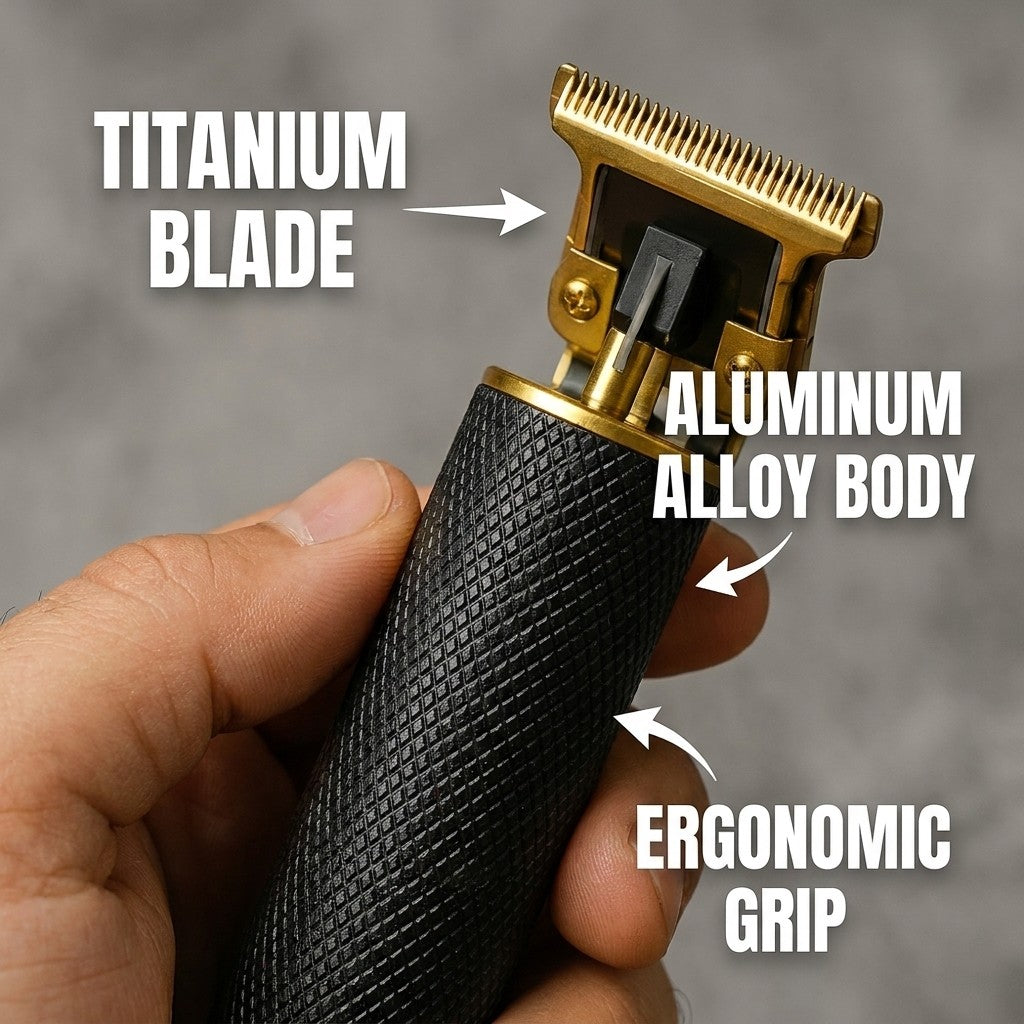 cordless hair trimmer close-up construction and materials