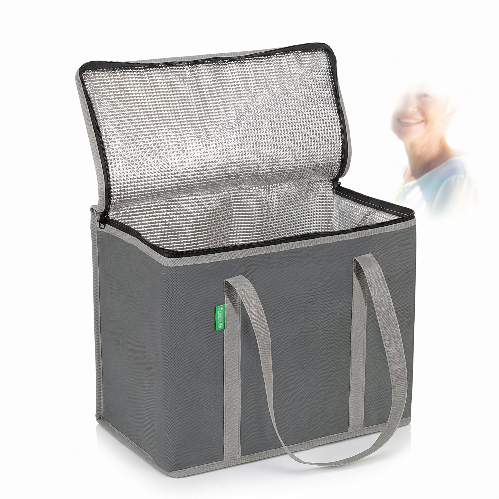 Shopping Bag Cooler Insulated Set Gray Foldable Food - studio