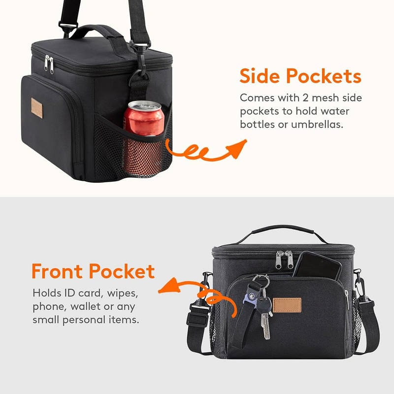 Insulated Lunch Bag Cooler Bag Soft Sided Storage Bag Strap - Image 2