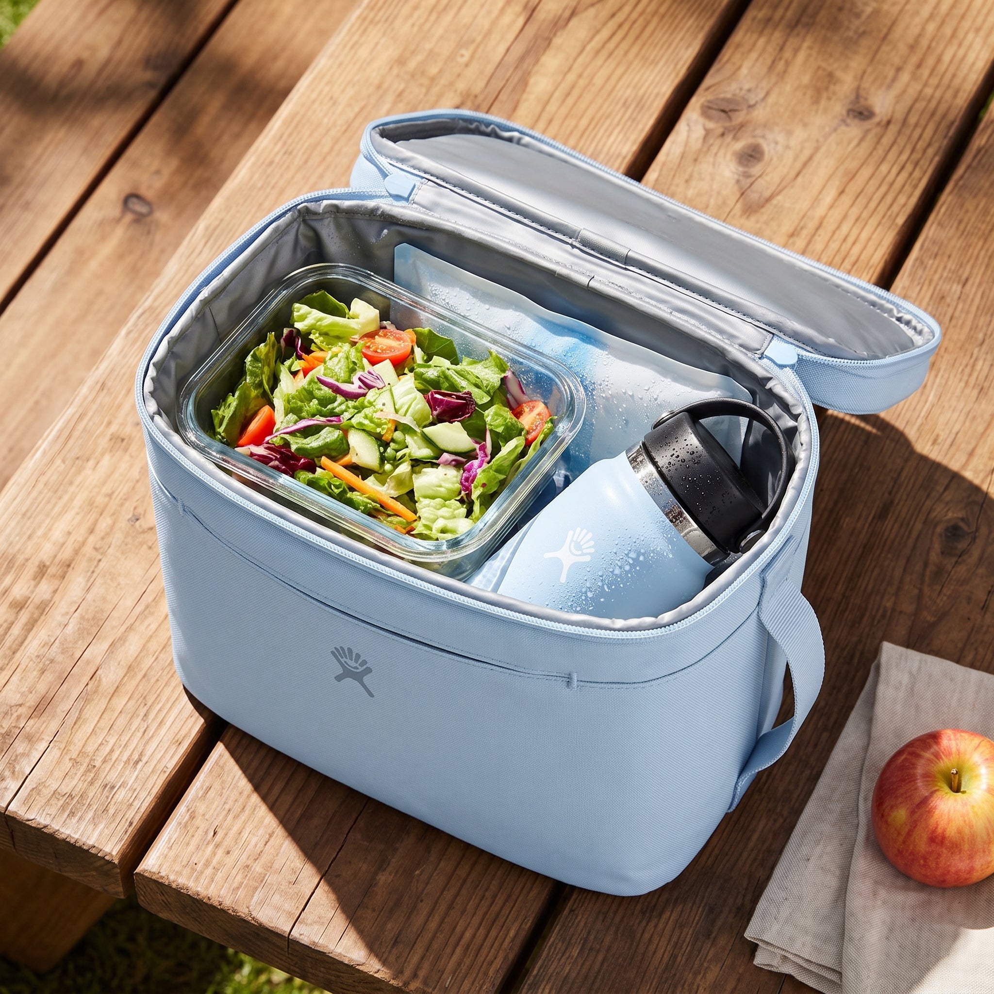 Lunch Bag Insulated for Work Cooler Light Blue Soft Sided - in-use