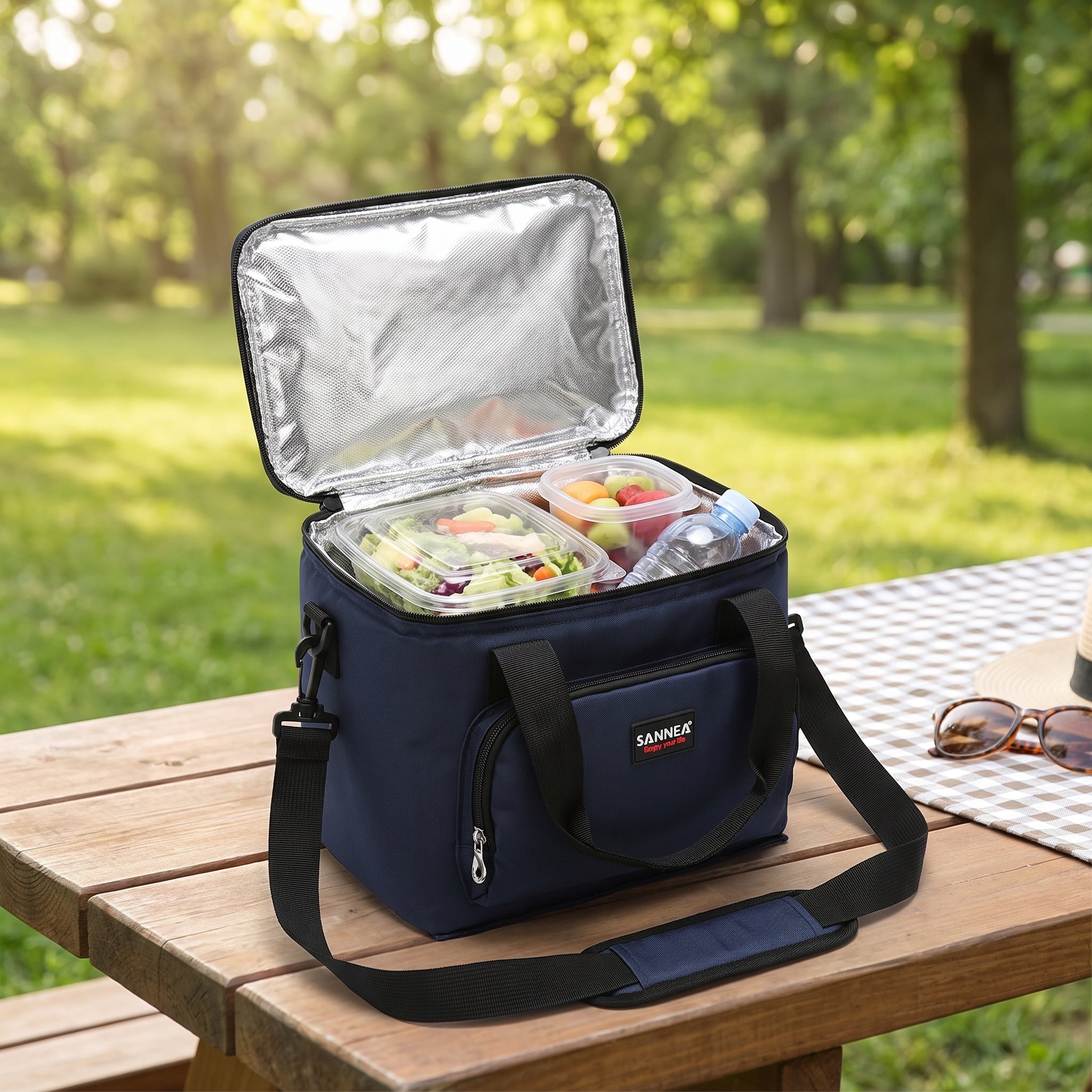 Lunch Bag Insulated Portable Cooler Strap Multi-Patterned - in-use
