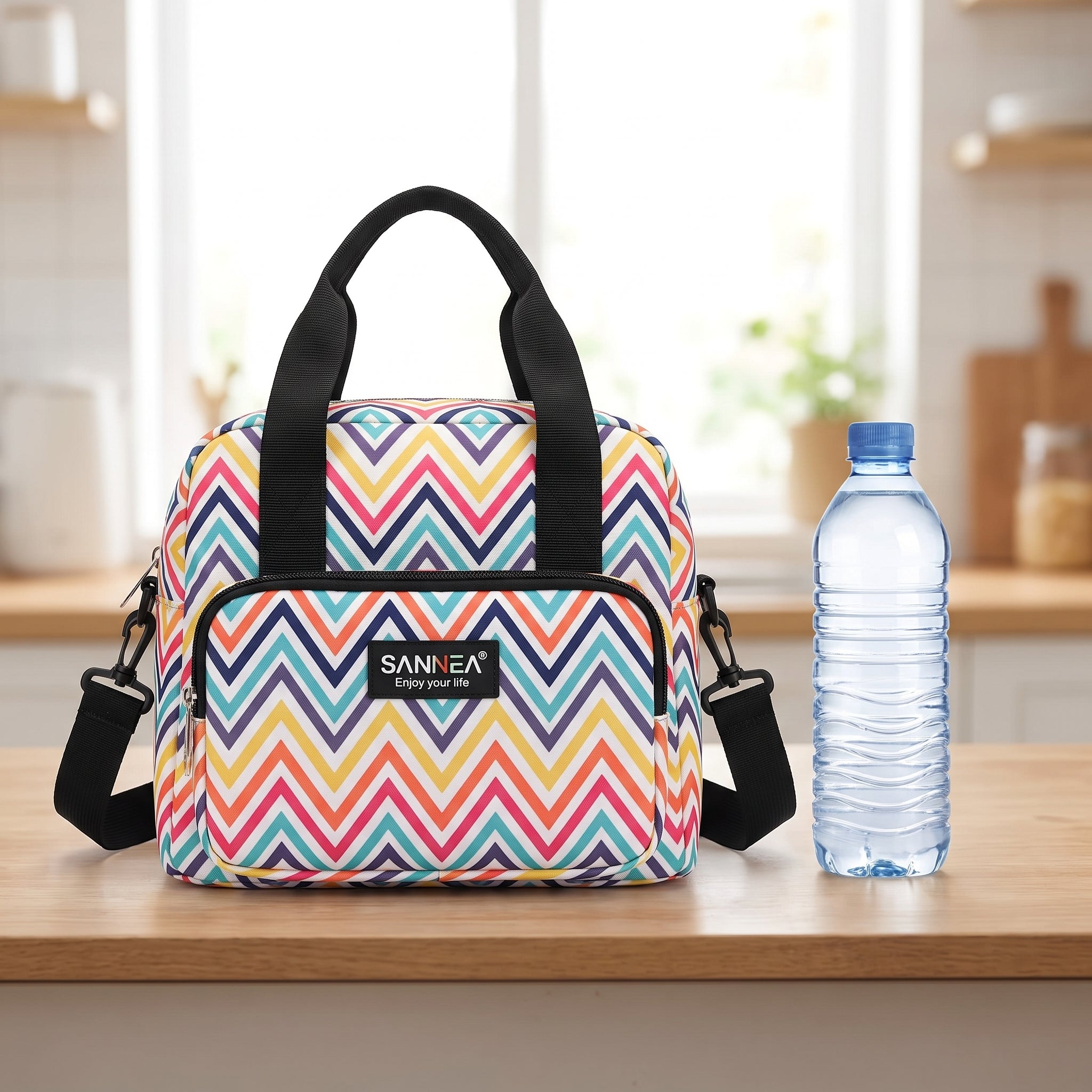 Lunch Bag Insulated Portable Cooler Strap Multi-Patterned - scale