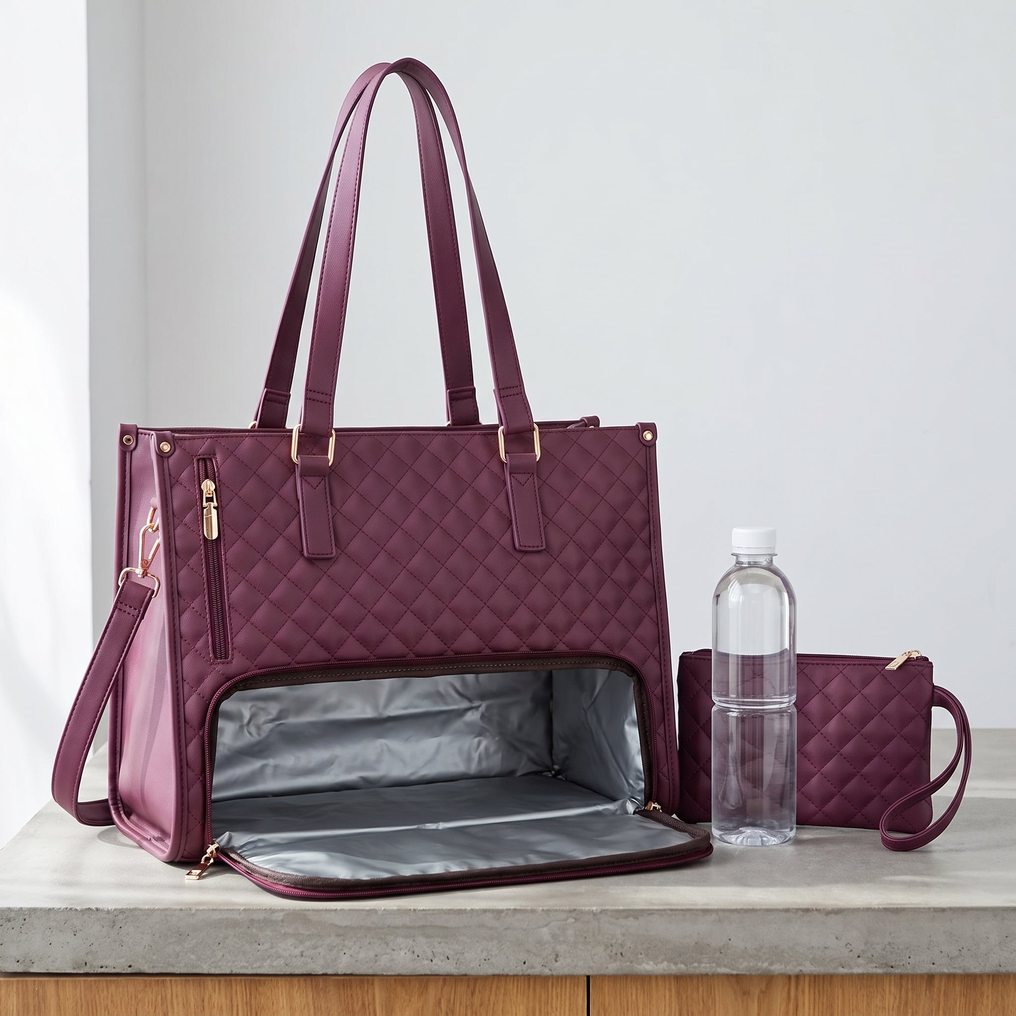 Women's Lunch Bag Insulated Lunch Tote Bag Laptop Bag Quilted Pouch - scale