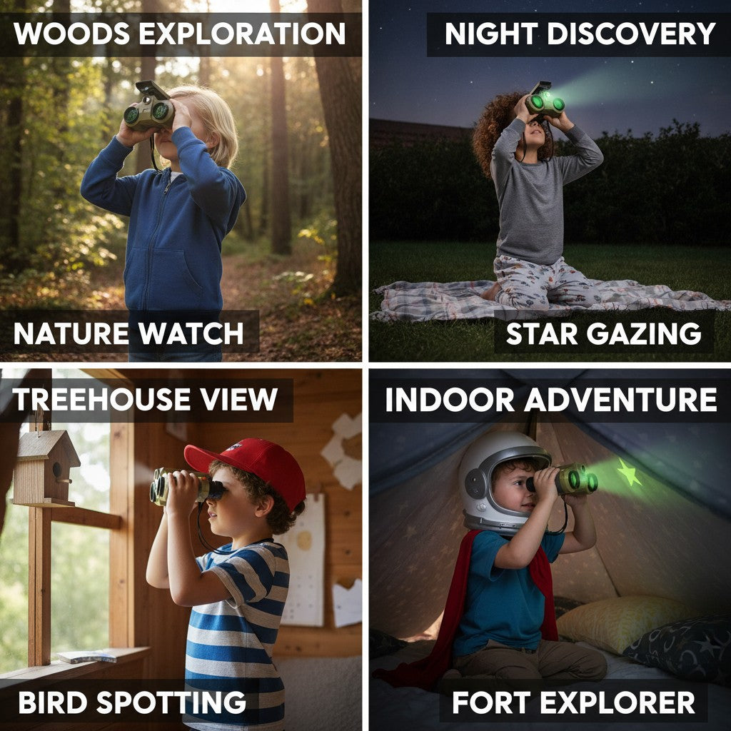 Kids Binoculars, 4x30 Shockproof Night-Vision Explorer Toy benefits