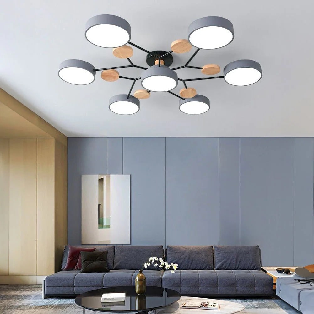 LED Ceiling Light Semi-Flush Ceiling Light Light Modern Multi-Arm Wood - Image 10