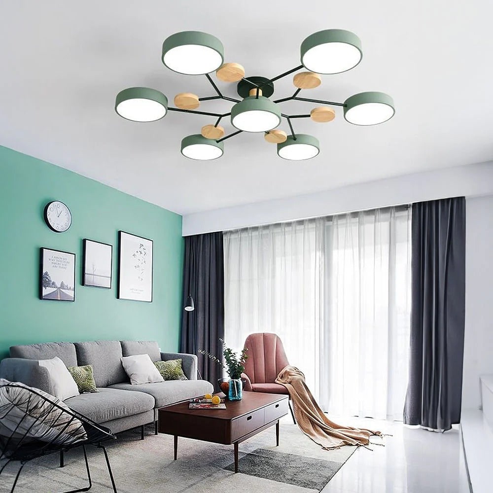 LED Ceiling Light Semi-Flush Ceiling Light Light Modern Multi-Arm Wood - Image 11