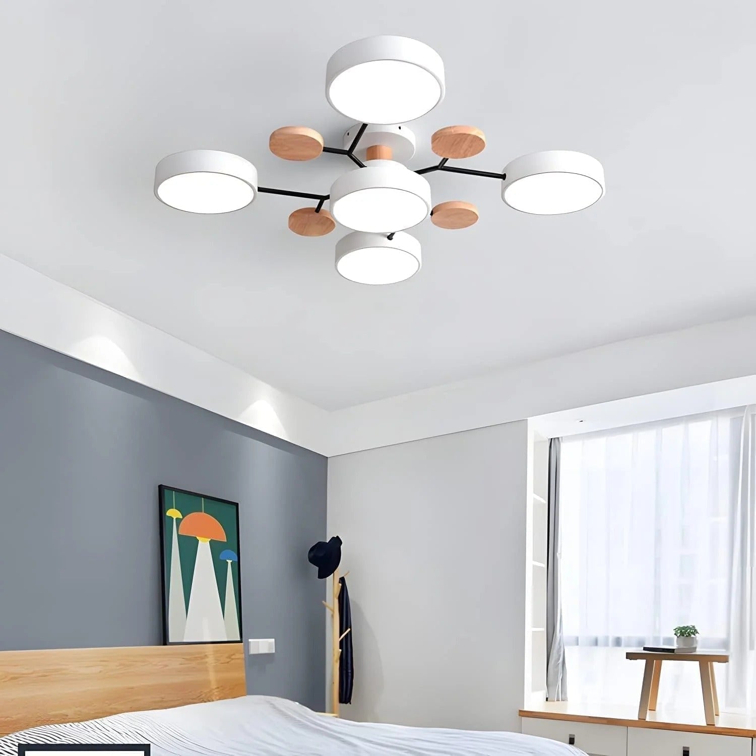LED Ceiling Light Semi-Flush Ceiling Light Light Modern Multi-Arm Wood - Image 16