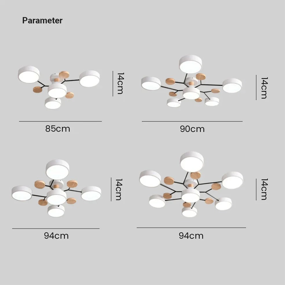 LED Ceiling Light Semi-Flush Ceiling Light Light Modern Multi-Arm Wood - Image 19