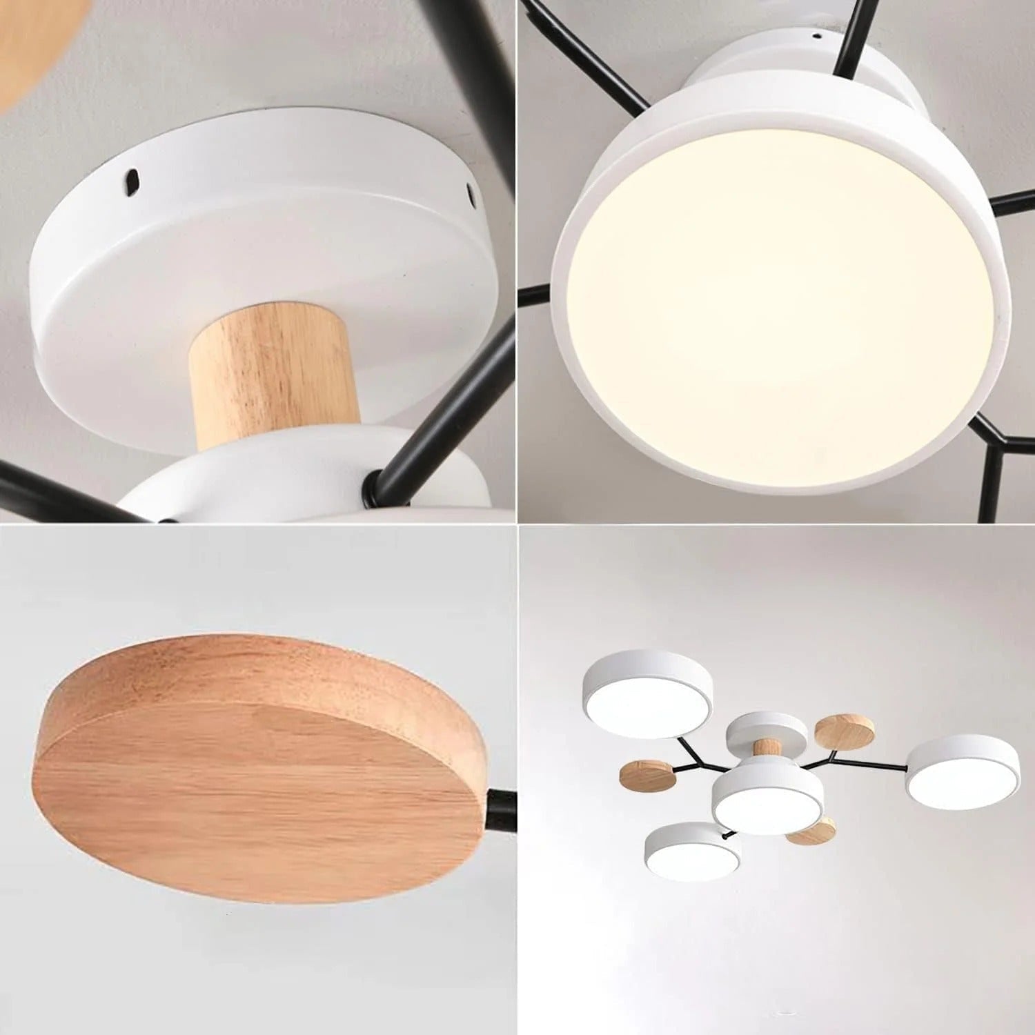 LED Ceiling Light Semi-Flush Ceiling Light Light Modern Multi-Arm Wood - Image 20