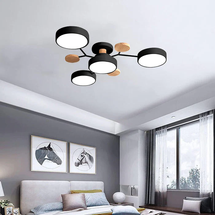 LED Ceiling Light Semi-Flush Ceiling Light Light Modern Multi-Arm Wood - Image 21