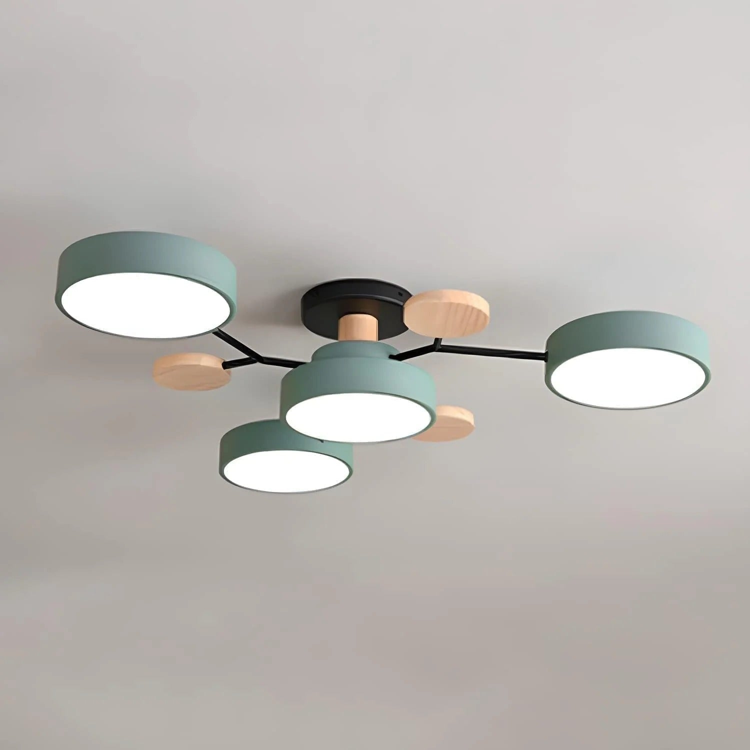LED Ceiling Light Semi-Flush Ceiling Light Light Modern Multi-Arm Wood - Image 22
