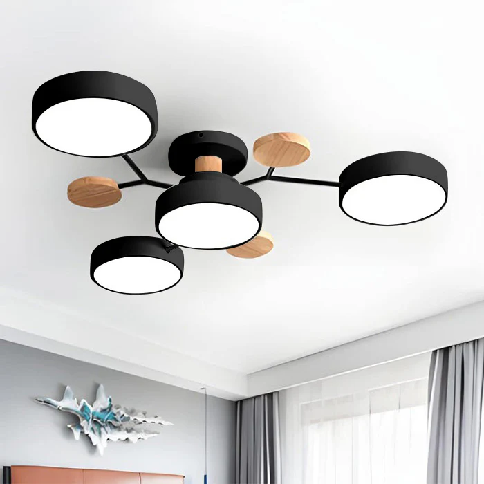 LED Ceiling Light Semi-Flush Ceiling Light Light Modern Multi-Arm Wood - Image 23