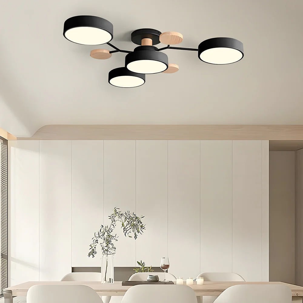 LED Ceiling Light Semi-Flush Ceiling Light Light Modern Multi-Arm Wood - Image 25