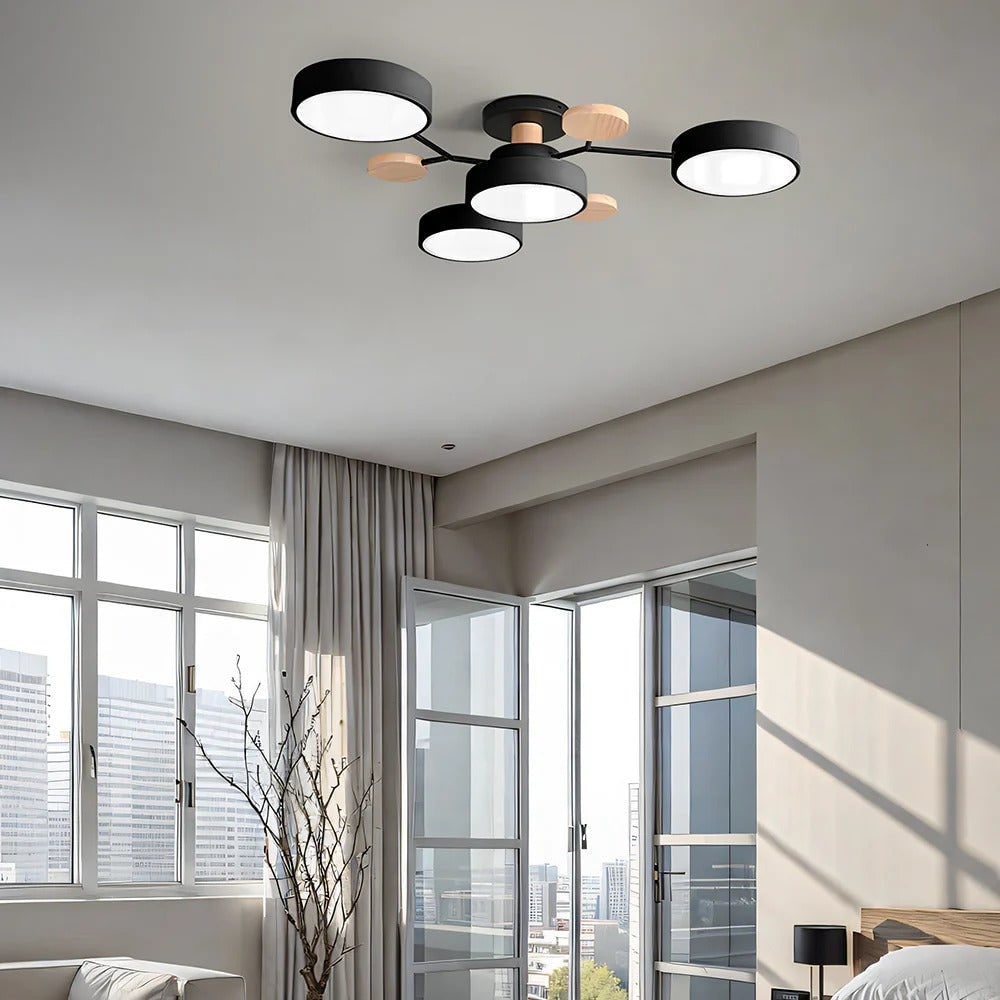 LED Ceiling Light Semi-Flush Ceiling Light Light Modern Multi-Arm Wood - Image 26