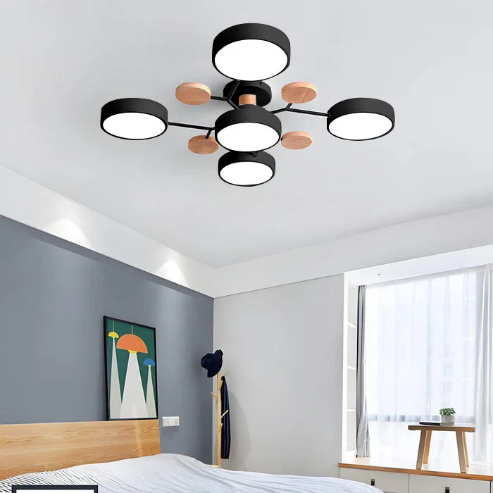 LED Ceiling Light Semi-Flush Ceiling Light Light Modern Multi-Arm Wood - Image 27
